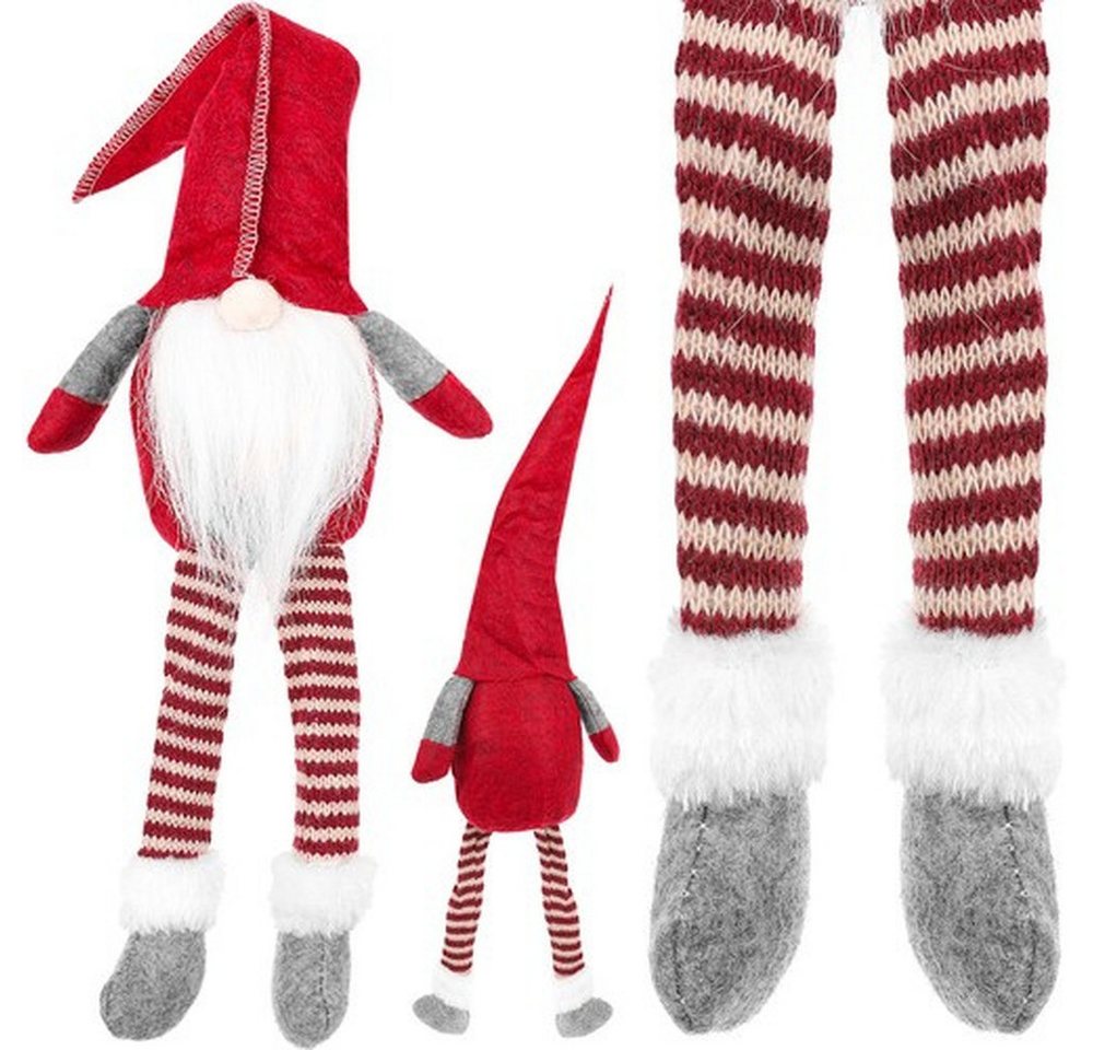 Ruhhy Weihnachtsfigur Weihnachtsdeko Weihnachtself (Spar-Set, 1 St., dekorativ), sitzender Elf in Rot-Grau-Weiß mit Bart, bringt festliche Stimmung von Ruhhy