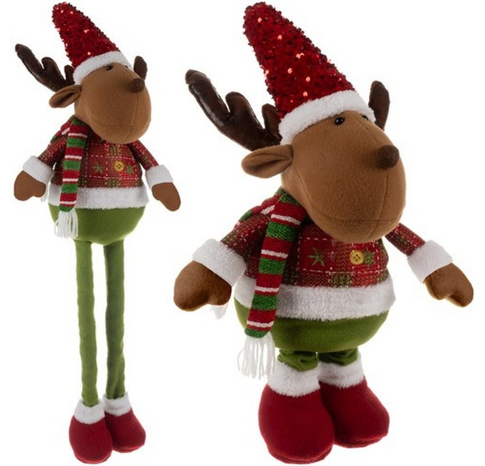 Ruhhy Weihnachtsfigur Weihnachtsdeko Weihnachtsrentier 95 cm (Spar-Set, weihnachtlich), Höhe flexibel von 62 bis 95 cm einstellbar von Ruhhy