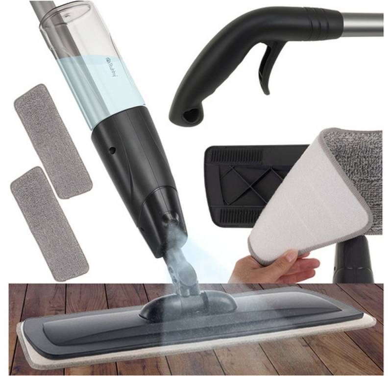 Ruhhy Wischmopp Sprühmopp Mikrofaser-Flachmopp, (Spar-Set, 1-St., Fassungsvermögen 600 ml), Schwenkbarer Griff erreicht problemlos Ecken und Stellen von Ruhhy