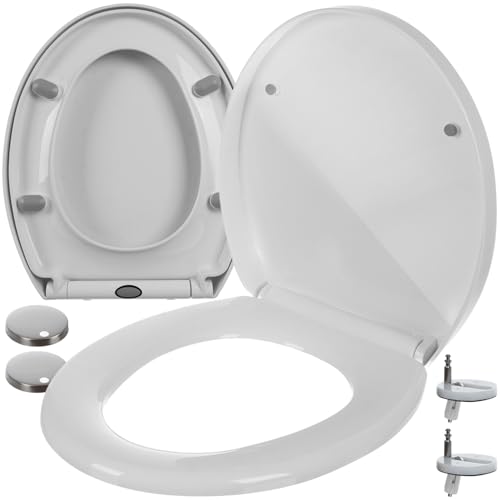 WC-Sitz mit Absenkautomatik Quick-Release-Funktion Verstellbares Scharnier-System WC-Deckel Soft-Close Einfache Montage Weiß 24547 WC-Sitz mit Absenkautomatik Quick-Release-Funktion Verstellbares Scharnier-System WC-Deckel Soft-Close Einfache Montage Weiß 24547 von Ruhhy