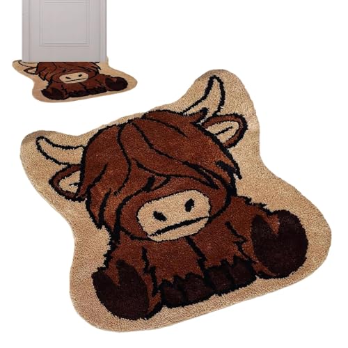 Ruhnjyg Hochland Kuh Teppich, Beflockter Microfiber Teppich, Waschbar Badezimmerteppich, Badewanne Duschteppich für Kinderzimmer Schlafzimmer Wohnzimmer Ruhnjyg Hochland Kuh Teppich, Beflockter Microfiber Teppich, Waschbar Badezimmerteppich, Badewanne Duschteppich für Kinderzimmer Schlafzimmer Wohnzimmer von Ruhnjyg
