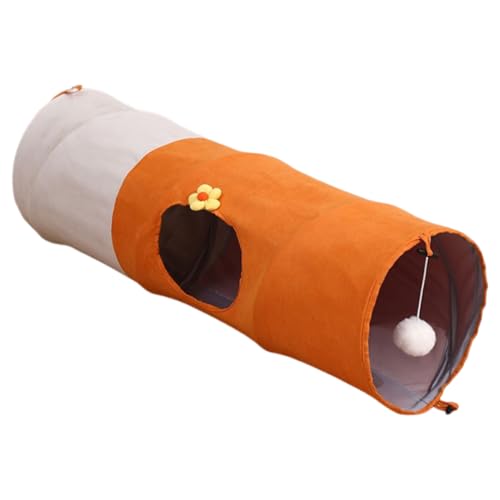 Ruhnjyg Kätzchen Tunnel, Katzenrohr Faltbar mit Ball, Mental Enrichment Interaktives Kratzfest für Outdoor Indoor Training Tool von Ruhnjyg