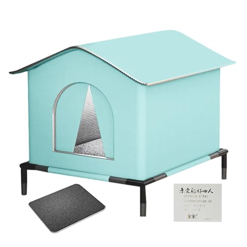 Ruhnjyg Katzenhaus - Outdoor Katzenhaus Wetterfest mit erhöhtem Boden - Isolierte Warme Haustier Kätzchen Nest Höhle für Terrasse Hinterhof Garten Rasen Hof von Ruhnjyg