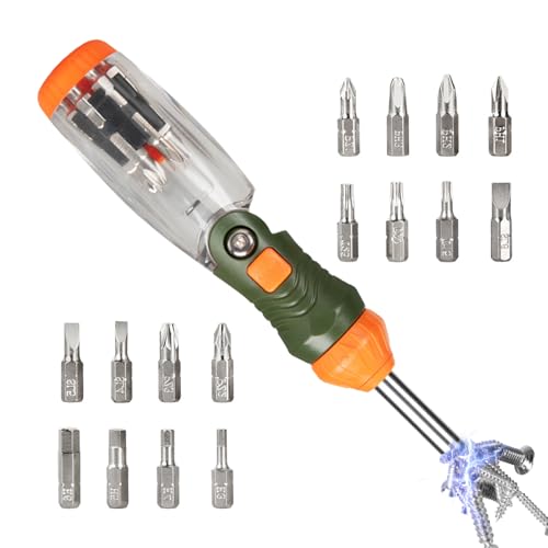 Ruhnjyg Ratschen-Schraubendreher-Set, Haushalts-Schraubendreher, 16-in-1, kompaktes ergonomisches Design, verstellbarer abgewinkelter Schraubendreher für Elektriker, Werkzeuge für Computer, Automobil von Ruhnjyg