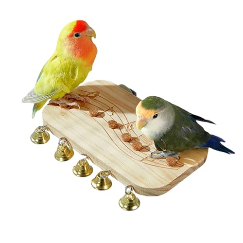 Ruhnjyg Sitzstangen für Sittiche | -Sitzstange aus Holz | Kauspielzeug | Haustierbedarf mit Glocken für Nymphensittiche, Kleintiere, drinnen und draußen, Balkon, Terrasse, Garten, Hinterhof von Ruhnjyg