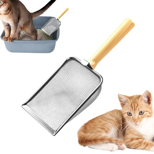 Ruhnjyg Streuschaufel, Netzschaufel, bequemer Griff, Kot-Siebwerkzeug, Edelstahl-Schaufel für mehrere Katzen, Haushalt, Stall, Käfig, Kleintiere, Huhn von Ruhnjyg
