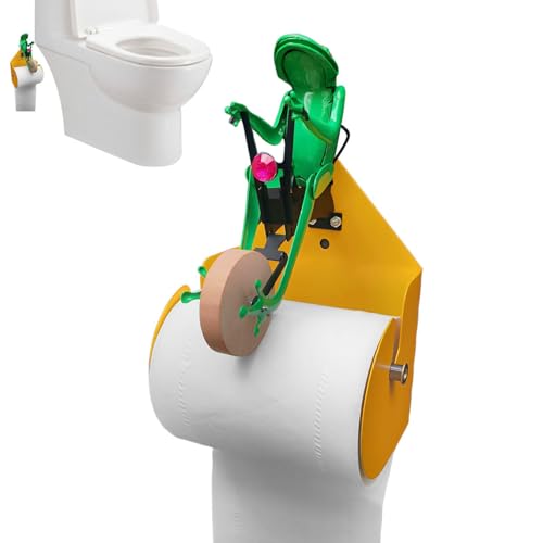 Ruhnjyg Toilettenpapierhalter Mit Auf Dem Einrad, Verstellbarer An Der Wand Montierter Froschrollenhalter, Papierhandtuchspender Mit -Design Für Die Küchentoilette von Ruhnjyg