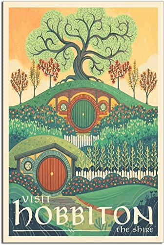 Kunstwerk Malerei 50x70cm Rahmenlos Hobbiton Mittelerde Tolkien Thema Vintage Reise Poster Leinwand Kunst Wand Home Room Decor von RuiChuangKeJi