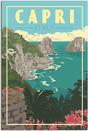 Nordischen Stil 50x70cm Kein Rahmen Capri Italien Vintage Nationalpark Reise Poster Wanddekoration Poster Kunst Malerei Poster Decor von RuiChuangKeJi
