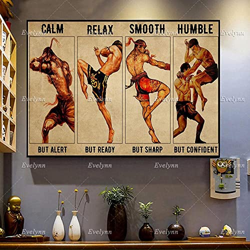 RuiChuangKeJi Posterbild 70 x 90 cm Rahmenloses Muay Thai Poster Home Decor Leinwand Wand Kunstdruck Wohnzimmer Dekor Geschenk für Muay Thai Liebhaber von RuiChuangKeJi