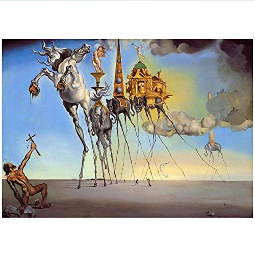 RuiChuangKeJi Kunstwerk für Zuhause 70x90cm ohne Rahmen Salvador Dali Berühmte Kunstgemälde auf den Kunstplakaten Die Versuchung des klassischen Kunstbildes des heiligen Antonius von RuiChuangKeJi