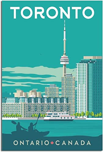 RuiChuangKeJi Leinwandbild, 50 x 70 cm, Rahmenlos, Kanada, Toronto, Vintage-Reiseposter, Zuhause, Schlafzimmer, dekoratives Poster, Geschenk, Wandbild von RuiChuangKeJi