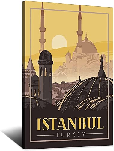 RuiChuangKeJi Leinwandbild 50 x 70 cm Rahmenlos Türkei Istanbul Vintage Reiseposter Hagia Sophia Leinwand Wandkunst Malerei Poster Wohnkultur Kunstwerk von RuiChuangKeJi