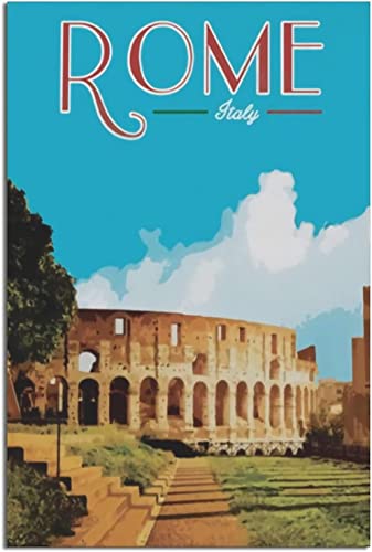 RuiChuangKeJi Leinwandbild 50x70cm Rahmenlos Rom Italien Vintage Reise Poster Leinwand Wandkunst Posterdruck Deko Büro Schlafzimmer von RuiChuangKeJi
