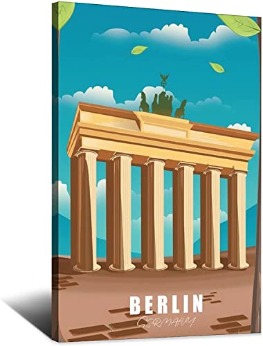 RuiChuangKeJi Leinwandbild 50x70cm ungerahmt Deutschland Berlin Vintage Reiseposter Brandenburger Tor Leinwand Wandkunst Gemälde Poster Kunstwerk Home Decor von RuiChuangKeJi