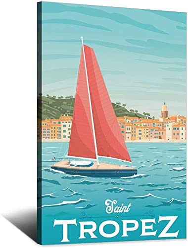 RuiChuangKeJi Posterbild 50 x 70 cm, kein Rahmen, Saint Tropez, Vintage-Reiseposter, Familie, Schlafzimmer, dekorative Poster, Geschenk, Wandmalerei von RuiChuangKeJi