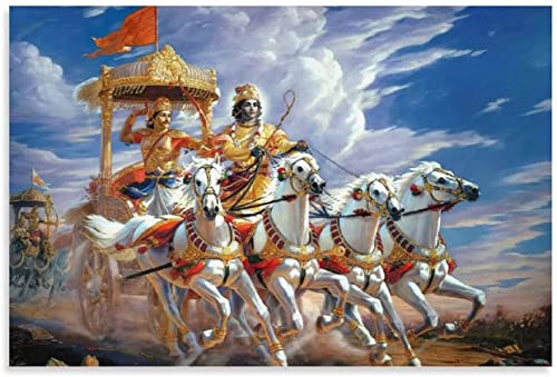 RuiChuangKeJi Wandbild 40x60 cm Rahmenlos Krishna und Arjuna Leinwand Kunst Poster und Wandbild Bild Druck Modernes Zuhause Schlafzimmer Deko Poster von RuiChuangKeJi