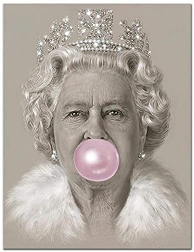 RuiChuangKeJi Wunderschönes Bild 30x50cm ohne Rahmen Elizabeth Ii Porträt Bubblegum Queen Poster und Druck Blasblasen Bild für Wohnzimmer von RuiChuangKeJi