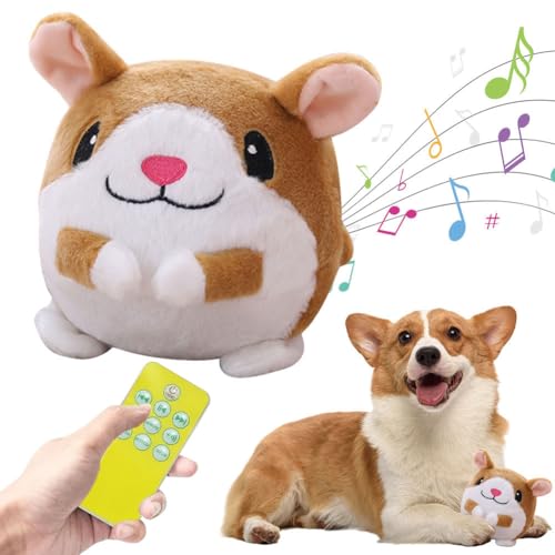 RuiDay Hundespielzeug, interaktives Hundespielzeug, springendes Ballspielzeug für Hunde, interaktiver Ball für Hunde, Hundespielzeug aus waschbarem Plüsch (Hamster) von RuiDay