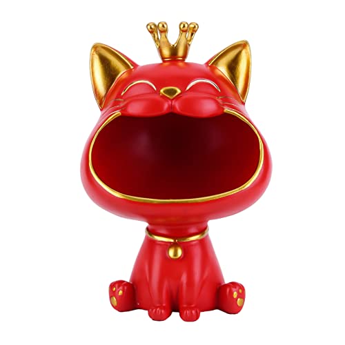 RuiDay Lachende Katze Figuren Statue Lagerung Box,Großer Mund Katze Aufbewahrungsbox,Schmuck Stueck Katze Figuren Schlüssel Storage Box deko,Katze Skulptur Statue Harz für Home (Type 2) von RuiDay