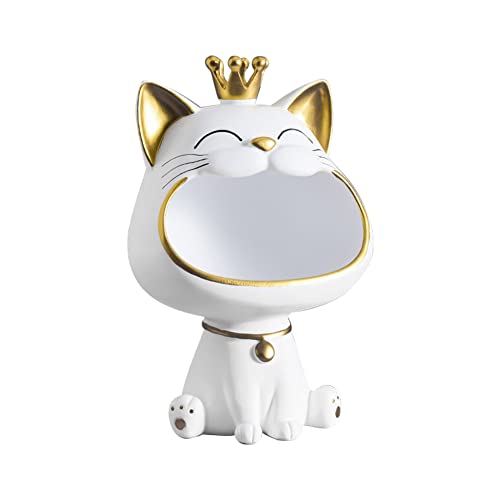 RuiDay Lachende Katze Figuren Statue Lagerung Box,Großer Mund Katze Aufbewahrungsbox,Schmuck Stueck Katze Figuren Schlüssel Storage Box deko,Katze Skulptur Statue Harz für Home (Type 3) von RuiDay