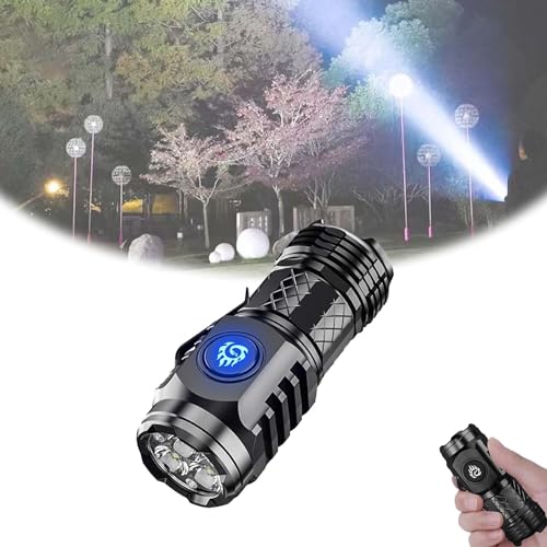 RuiDay Mini-Taschenlampe mit dreiäugigem Monster,USB Aufladbar Taschenlampen mit 5 Lichtmodi,LED Taschenlampe Extrem Helle,Wasserdicht Mini Handlampe für Camping Outdoor (Schwarz) von RuiDay