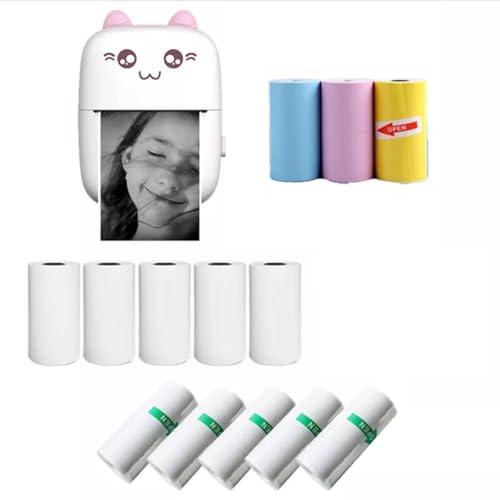 RuiJOTWAT Tragbarer kabelloser Bluetooth-Fotodrucker, 16 Rollen Druckerpapier, Thermo-Etikettendrucker mit USB-Aufladung, Pink RuiJOTWAT Tragbarer kabelloser Bluetooth-Fotodrucker, 16 Rollen Druckerpapier, Thermo-Etikettendrucker mit USB-Aufladung, Pink von RuiJOTWAT