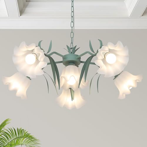 RuiRfh Blumen Kronleuchter für Esszimmer 6-flammig grüne florale Esszimmerleuchte mit Acrylschirmen große moderne Sputnik-Deckenleuchte für Wohnzimmer Schlafzimmer Mädchenzimmer Pendelleuchte(Green) RuiRfh Blumen Kronleuchter für Esszimmer 6-flammig grüne florale Esszimmerleuchte mit Acrylschirmen große moderne Sputnik-Deckenleuchte für Wohnzimmer Schlafzimmer Mädchenzimmer Pendelleuchte(Green) von RuiRfh