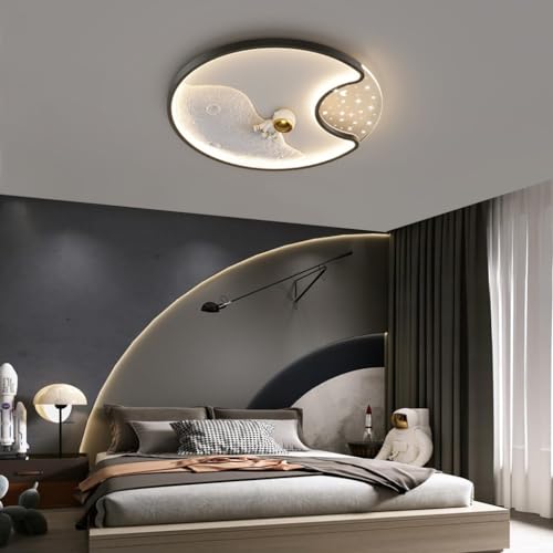 RuiRfh Deckenlampe Kreative Cartoon LED Kinderzimmerlampe Moderne dimmbare schwarze Astronauten-Deckenleuchte mit Fernbedienung geeignet für Schlafzimmer Arbeitszimmer Büro dekorative Beleuchtung(Colo von RuiRfh