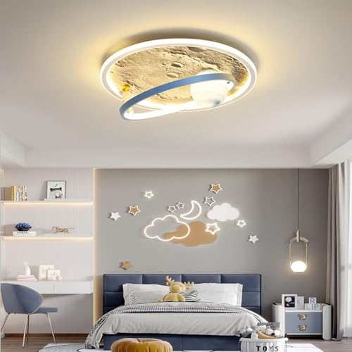 RuiRfh Deckenlampe LED Kinderzimmerlampe dimmbar Schlafzimmer blaue Deckenleuchte kreativ und schick mit Fernbedienung moderner Augenschutz Beleuchtung Cartoon-Stil Glaslampenschirm Wohnzimmer Bibliot von RuiRfh