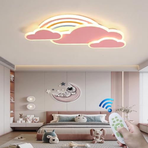 RuiRfh Deckenleuchte LED Kinderzimmer lampe Dimmbar Fernbedienung Deckenlicht Mädchen Junge Schlafzimmer Deckenlampe Moderne Regenbogen Wolke Designer Pendelleuchte Wohnzimmer Esszimmer Bad Kronleucht von RuiRfh
