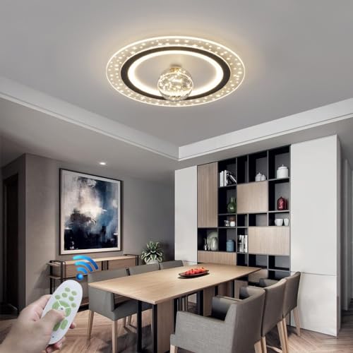 RuiRfh Deckenleuchte LED Wohnzimmerring moderne Deckenlampe mit Fernbedienung dimmbar 110W mit zuordenbarer Beleuchtung bündiger schwarzer Metall Kronleuchter 3000K–6500K geeignet für Schlafzimmer Res von RuiRfh