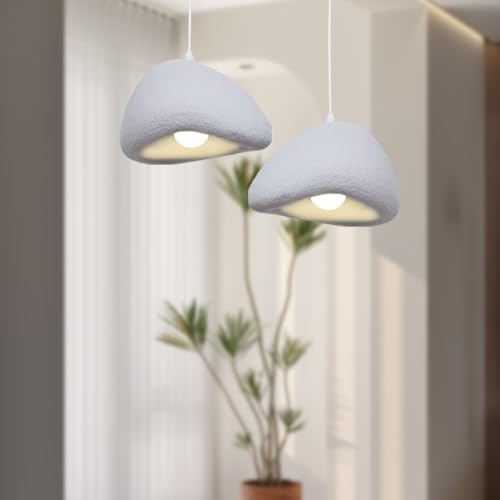RuiRfh Kronleuchter E27 postmodern milchig-weiß schirmförmiger Lampenschirm Polystyrol Pendelleuchte im Wabi-Sabi-Stil höhenverstellbar Hängelampe für Restaurants geeignet für Kücheninseln im Eingang( von RuiRfh