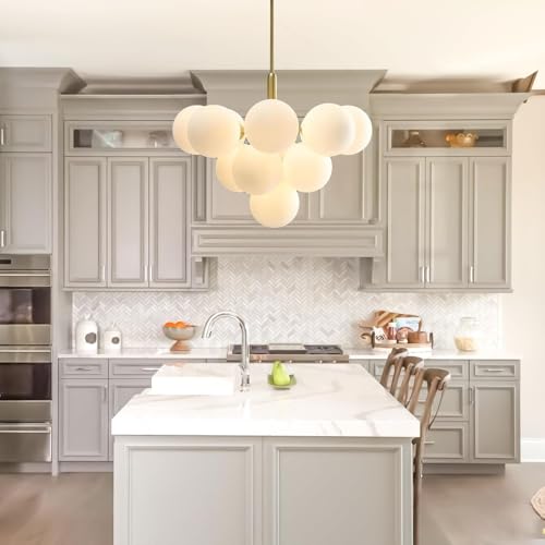 RuiRfh Kronleuchter aus der Mitte des Jahrhunderts Glasschirm moderner Stil Wohnzimmer Sputnik Pendelleuchte 13 Lichter Messing Gold Hängelampe Vintage Blasenleuchte für Esszimmer Kücheninsel Schlafzi RuiRfh Kronleuchter aus der Mitte des Jahrhunderts Glasschirm moderner Stil Wohnzimmer Sputnik Pendelleuchte 13 Lichter Messing Gold Hängelampe Vintage Blasenleuchte für Esszimmer Kücheninsel Schlafzi von RuiRfh