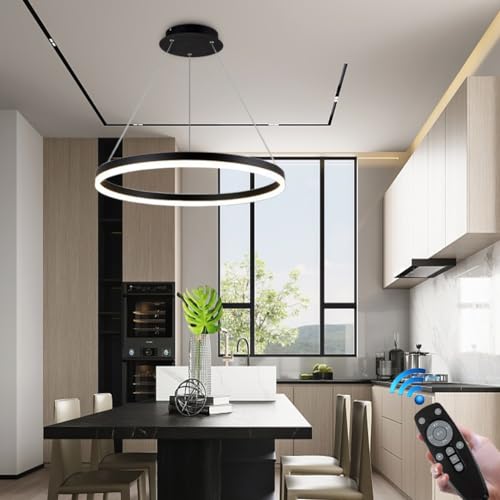 RuiRfh Kronleuchter modern den Innenbereich einfache LED Esszimmer Pendelleuchte Ring Hängeleuchte dimmbar hängende Höhenverstellung geeignet für Wohnzimmer Esszimmer Küche Insel Foyer Büro Deckenbele von RuiRfh