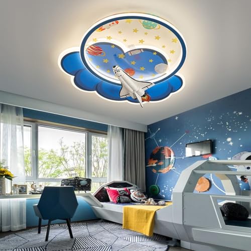 RuiRfh LED Deckenlampe dimmbar Kinderzimmer Deckenleuchte modern blau Cartoon 50cm Acryl Deckenlicht Aluminium Lampenschirm Junge Mädchen kreativ Restaurant Schlafzimmer Büro Wohnzimmer Beleuchtung von RuiRfh