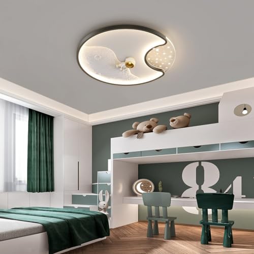 RuiRfh LED Deckenleuchte Für Kinder Dimmbare Mit Fernbedienung Kinderzimmerlampe Kreativer Cartoon Deckenlampe Stern Mond Lampenschirm Pendelleuchte Kinderzimmerlampe Schlafzimmer Wohnzimmer Dekorativ von RuiRfh