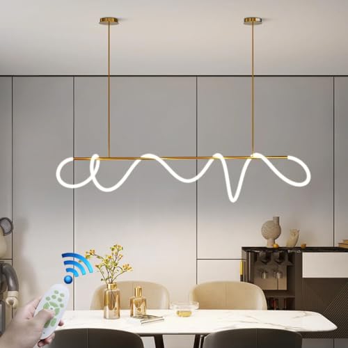 RuiRfh LED moderner linearer Kronleuchter aus Metall für den Esstisch Hängelampe 3000K-6500K Lampenlänge verstellbar Pendelleuchte geeignet für dimmbare Beleuchtung im Küchenfoyer Restaurant Bar Hotel von RuiRfh