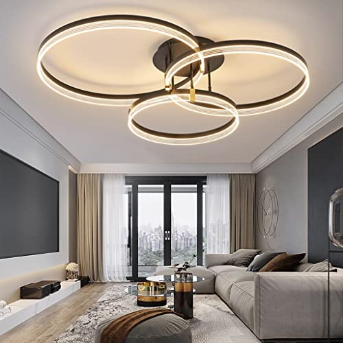RuiRfh Moderne Wohnzimmer Deckenlampe Mit Fernbedienung Dimmbare Deckenbeleuchtung Hohe Helligkeit Acryl Lampenschirm 3 Ringe Schicke Aluminium Deckenleuchte Schlafzimmer Küche Restaurant Deckenlicht( von RuiRfh