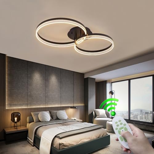 RuiRfh Moderne Wohnzimmer Deckenlampe Mit Fernbedienung Dimmbare Deckenbeleuchtung Hohe Helligkeit Acryl Lampenschirm 3 Ringe Schicke Aluminium Deckenleuchte Schlafzimmer Küche Restaurant Deckenlicht( von RuiRfh