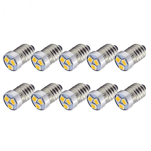 Ruiandsion 10 Stück 3V E10 LED Taschenlampen Lampen 2835 3SMD Warmweiße LED Ersatzbirnen Upgrade für Taschenlampen von Ruiandsion
