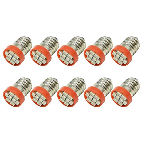 Ruiandsion 10 Stück E10 Base LED Upgrade Glühbirne 0,5W 12V 24V 1210 8SMD Chipsätze Ersatz für Scheinwerfer Taschenlampen Taschenlampen, rot von Ruiandsion