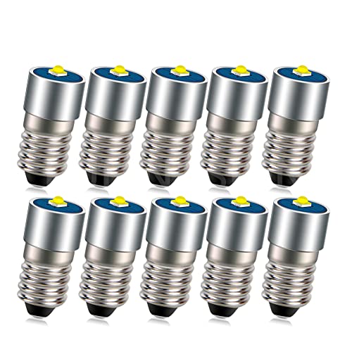 Ruiandsion 10 Stück E10 LED Lampe 4,5V 2525 3WWeiße LED Ersatzlampe Upgrade für Scheinwerfer Taschenlampen Taschenlampe von Ruiandsion
