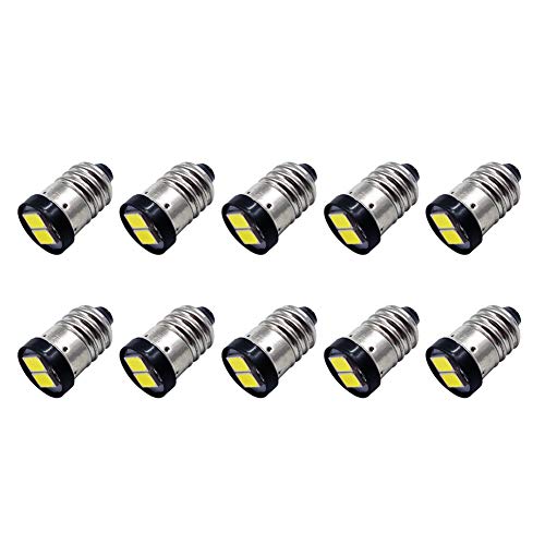 Ruiandsion 10 Stück E10 LED Lampen 3V Weiß 5630 2SMD E10 Schraubfuß Mini Glühbirnen Ersatz Upgrade Taschenlampe Arbeitsscheinwerfer Taschenlampe Werkzeuge Ruiandsion 10 Stück E10 LED Lampen 3V Weiß 5630 2SMD E10 Schraubfuß Mini Glühbirnen Ersatz Upgrade Taschenlampe Arbeitsscheinwerfer Taschenlampe Werkzeuge von Ruiandsion