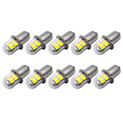 Ruiandsion 10 Stück P13.5S LED Lampe Gelb 2835 8SMD-Chips 4.5V 6V LED Lampe Upgrade für Scheinwerfer Taschenlampen Taschenlampe, unpolar von Ruiandsion