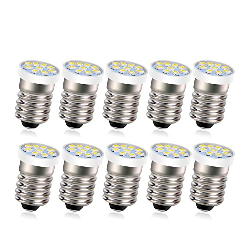 Ruiandsion 10pcs E10 Schraubsockel LED Glühbirne Warmweiß 12V 2016 9SMD Ersatz für Taschenlampen Taschenlampe Arbeitsleuchten, Nicht-Polarität von Ruiandsion