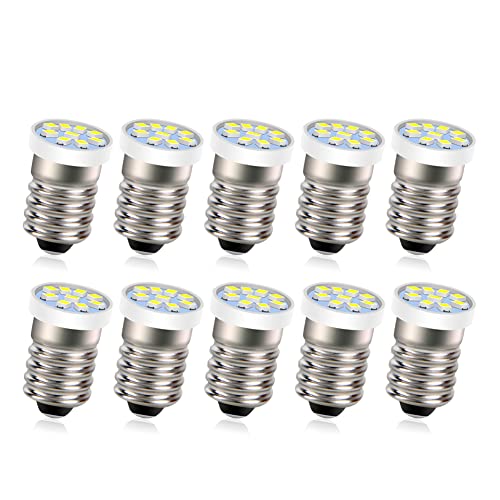 Ruiandsion 10pcs E10 Schraubsockel LED Glühbirne Weiß 24V 2016 9SMD Ersatz für Taschenlampen Taschenlampe Arbeitsleuchten, Nicht-Polarität Ruiandsion 10pcs E10 Schraubsockel LED Glühbirne Weiß 24V 2016 9SMD Ersatz für Taschenlampen Taschenlampe Arbeitsleuchten, Nicht-Polarität von Ruiandsion