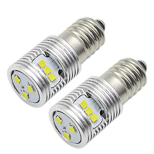 Ruiandsion 2 Stück E10 Base LED Upgrade Glühlampe 6-24V 1W Ersatz für Scheinwerfer Taschenlampen Taschenlampe LED Umbausatz Glühlampen, unpolar von Ruiandsion
