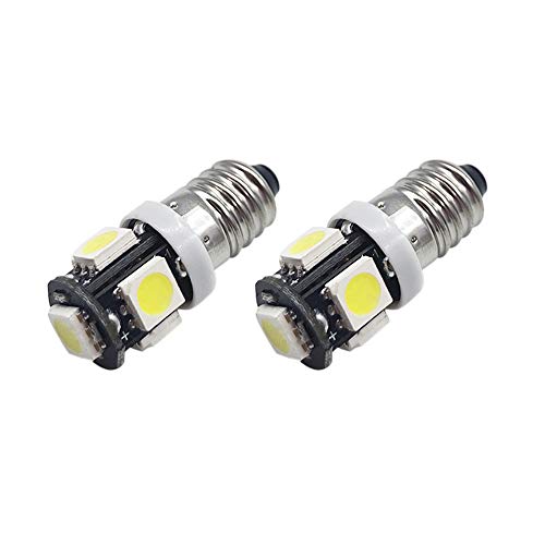 Ruiandsion 2 Stück E10 LED Lampe 12V 5050 5SMD Weiße LED-Ersatzlampe Upgrade für Scheinwerfer Taschenlampen Taschenlampe von Ruiandsion
