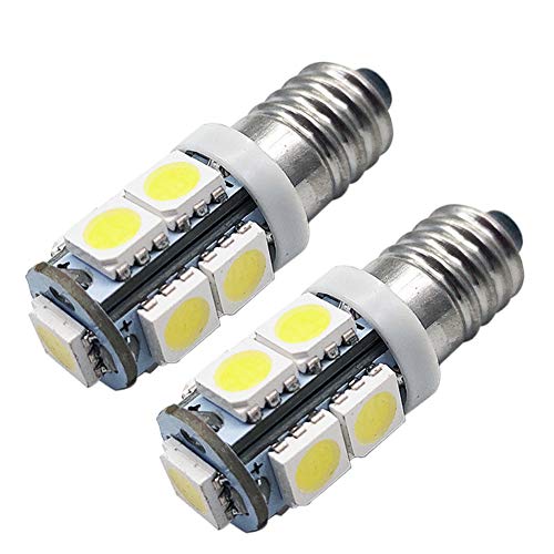 Ruiandsion 2 Stück E10 LED Lampe 12V 5050 9SMD Weiß E10 Miniatur-LED-Glühlampen mit Schraubensockel 12V Taschenlampe Taschenlampe Arbeitslicht von Ruiandsion